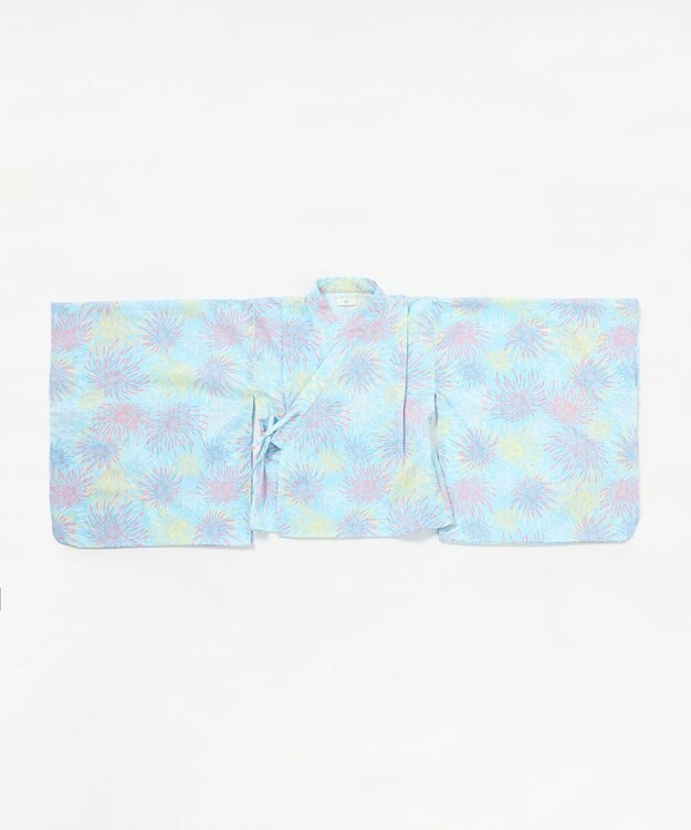 ANY KIDS 【簡単着付け】2WAY セパレート浴衣セット サックスブルー×花火