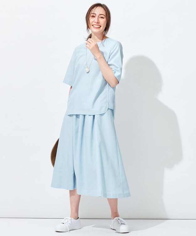 自由区 【抗菌/サスティナブル/セット着用可】EASY SET UP フレアスカート サックスブルー系