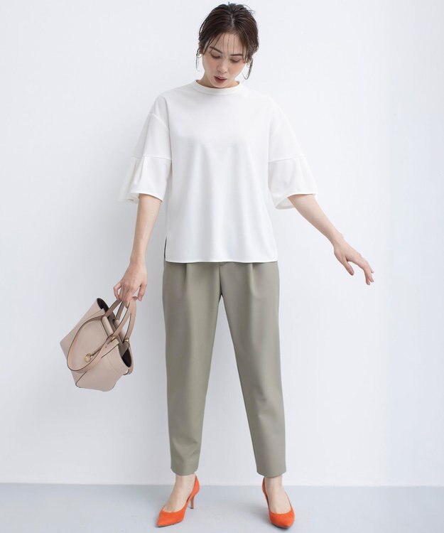 組曲 【洗える・ストレッチ】プランタンカラークロップド パンツ モカカーキ系