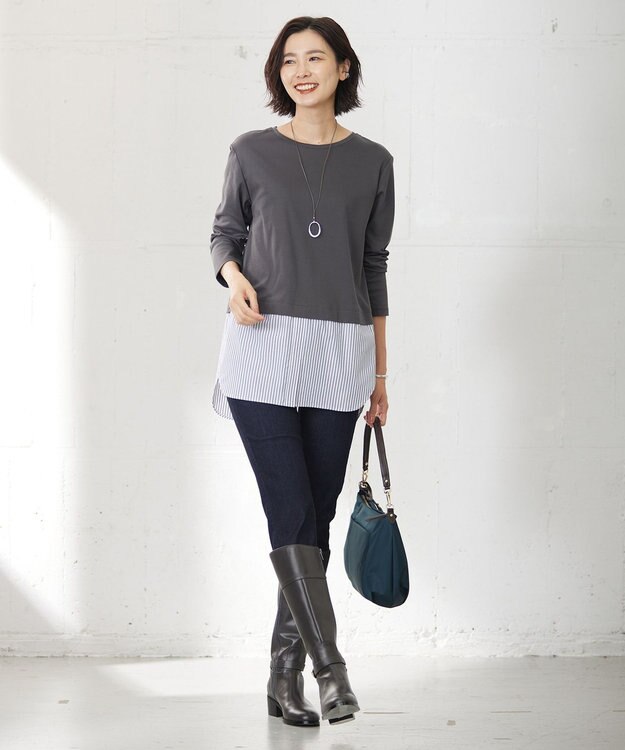 J.PRESS LADIES リバーシブル エポ リング ネックレス ネイビー系