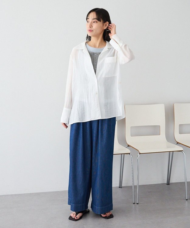 CRAFT STANDARD BOUTIQUE シアーオープンカラーシャツ White