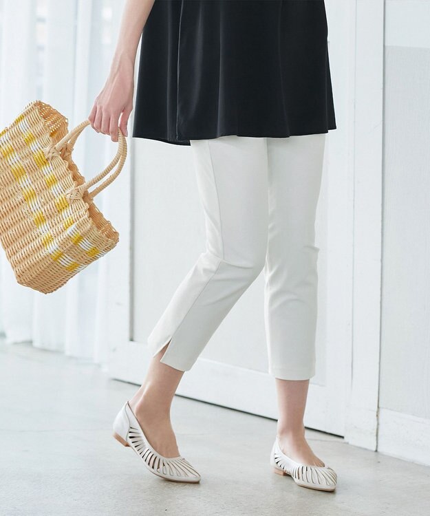 Tiaclasse L 【日本製】ドライモーメント裾スリットパンツ オフホワイト