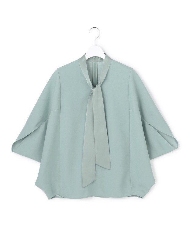 ICB 【新色追加・WEB限定カラーあり】FluidBackSatin ドルマンスリーブボウタイブラウス ダークセージ