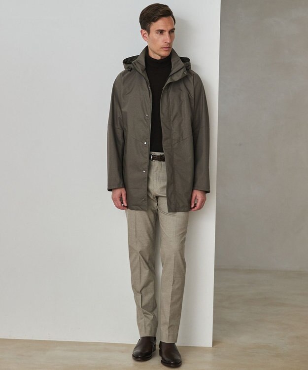 GOTAIRIKU 25年新作/3シーズン対応【仕事で着用可】メランジカルゼ フーデッドブルゾン_無地 ベージュ系