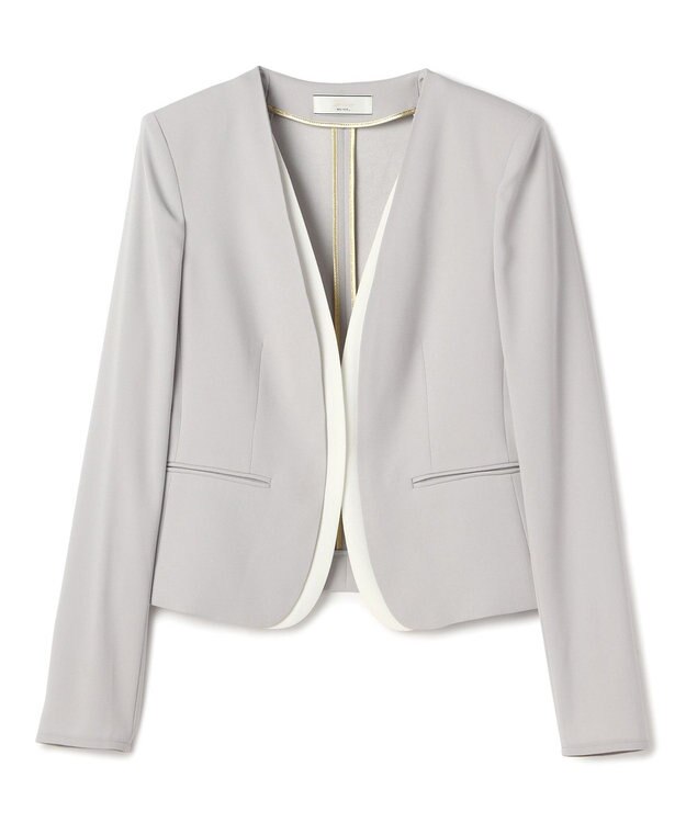 BEIGE， 【Lsize・セットアップ対応】CINDY / ダブルカラージャケット L.Gray × White