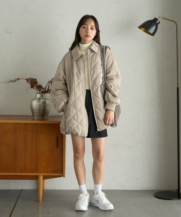 earth music&ecology 【WEB限定】ダブルステッチキルティングコート Beige
