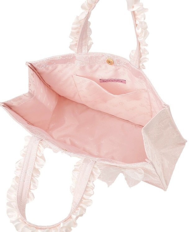 Maison de FLEUR レースリボンフリルハンドルスクエアトートSバッグ Light Pink