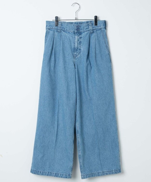 WEGO 【ウエストゴム】スーパーバギーデニムスラックス デニム淡色