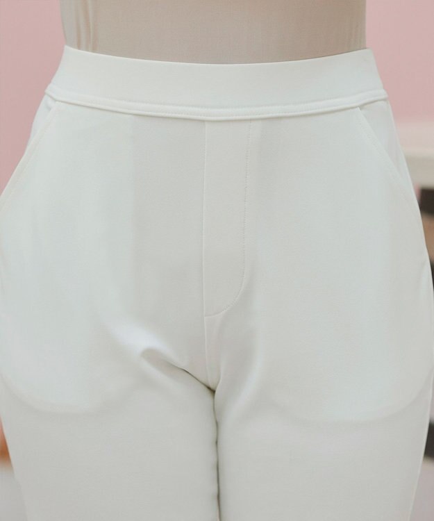 Tiaclasse L 【日本製】ドライモーメント裾スリットパンツ オフホワイト