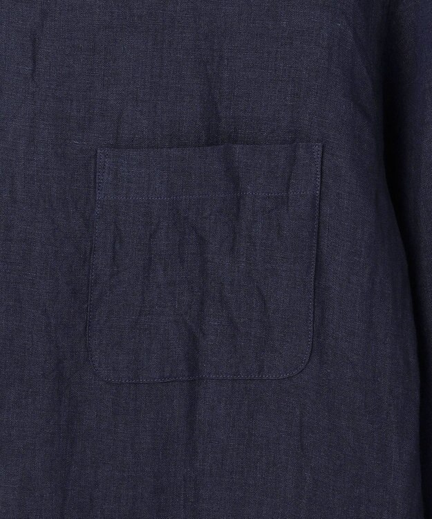 J.PRESS MEN 【LIBECO】リネンオープンカラー シャツ ネイビー系