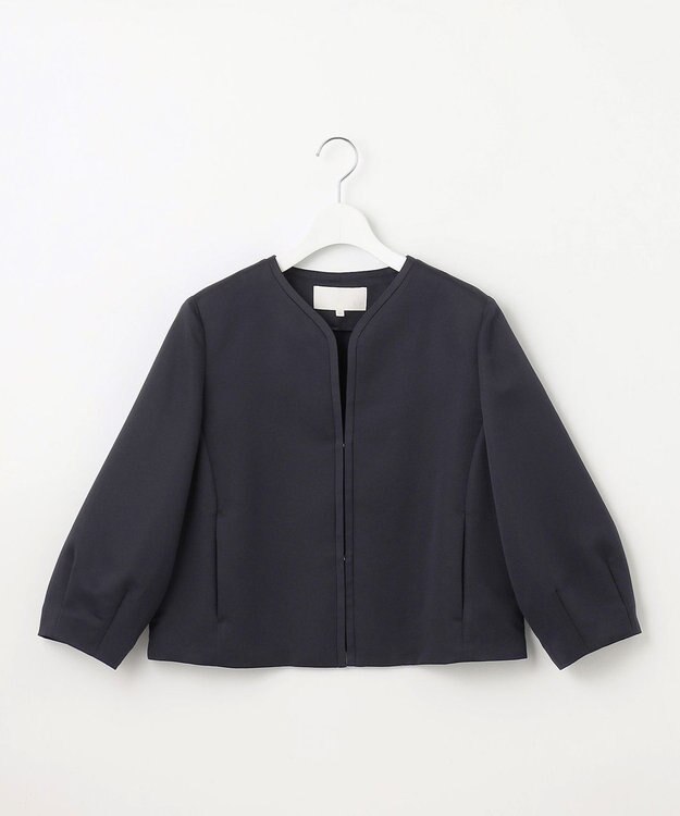 自由区 S 【洗える】グログランパフスリーブ ジャケット ダークネイビー