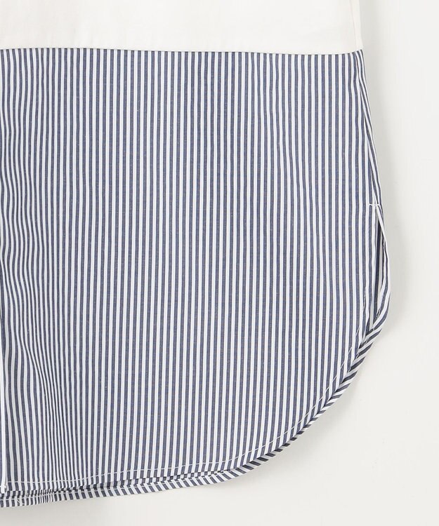 ANY SIS 【洗える】シャツコンビレイヤード カットソー ネイビーストライプ