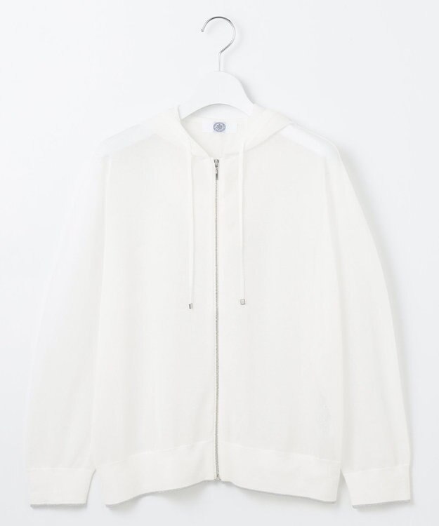 J.PRESS LADIES L 【WEB限定カラーあり・洗える】SHEER LIGHT KNIT ラメ パーカー オフ系