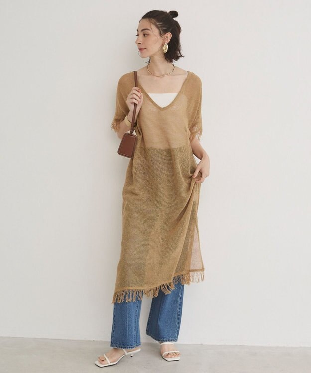 WEGO 【ANGIE VINTAGE】メッシュジレワンピース ベージュ