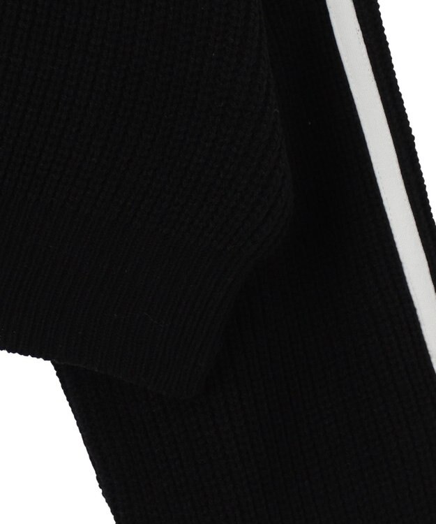 WEGO ラインリボンダブルジップニットパーカー ブラック