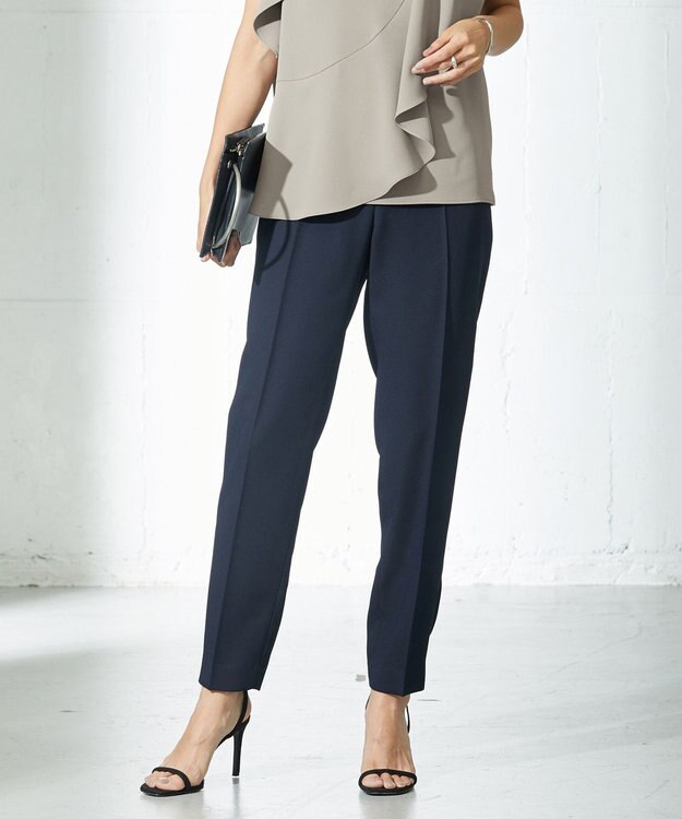 ICB L 【新色追加・洗える】 FluidBackSatin ドロストパンツ ネイビー系