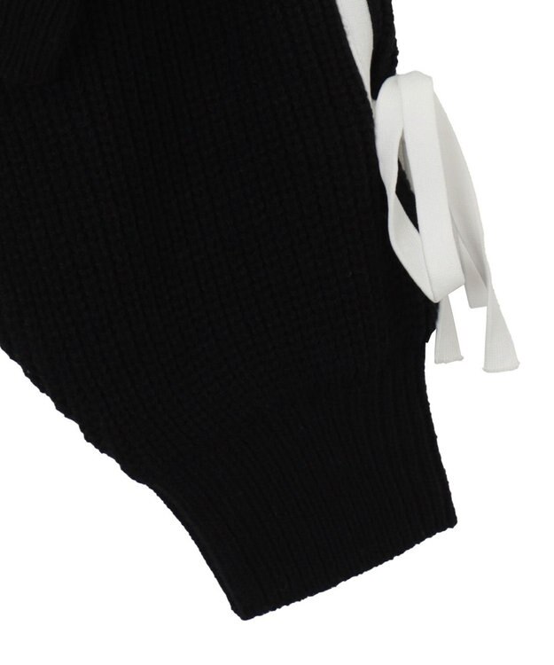 WEGO ラインリボンダブルジップニットパーカー ブラック