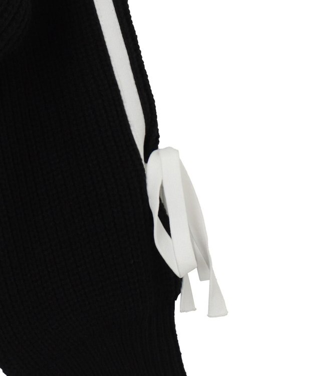 WEGO ラインリボンダブルジップニットパーカー ブラック