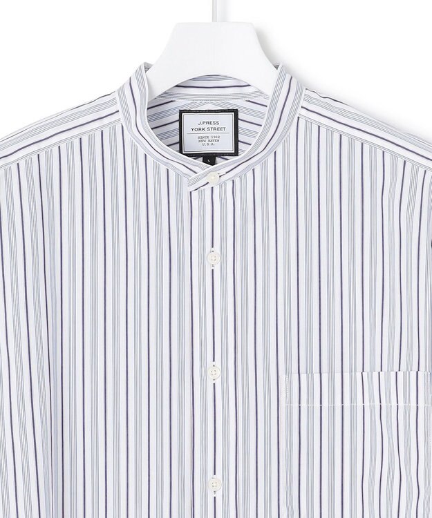 J.PRESS YORK STREET 【UNISEX】バンドカラー　ストライプシャツ ホワイト系1