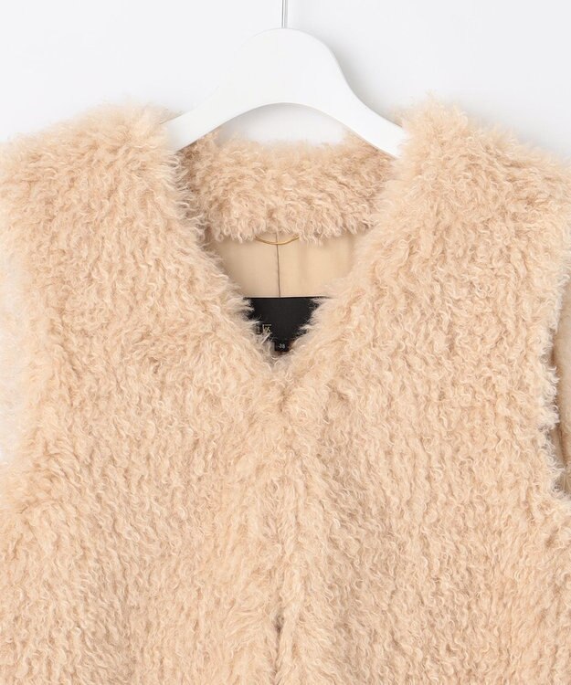 自由区 S 【カタログ掲載・Premium Collection】エコカシミヤファー ジレ シャンパンベージュ