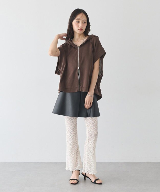 earth music&ecology シアーダンボールフーディーベスト Brown