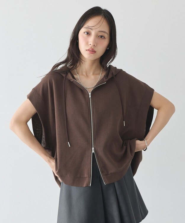 earth music&ecology シアーダンボールフーディーベスト Brown