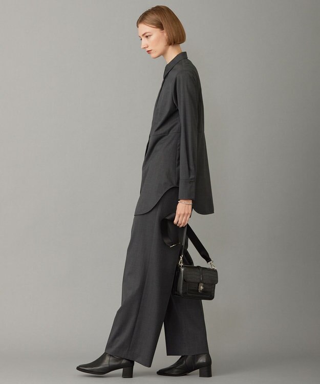 ICB 【洗える】 TWブロード シャツ チャコール系