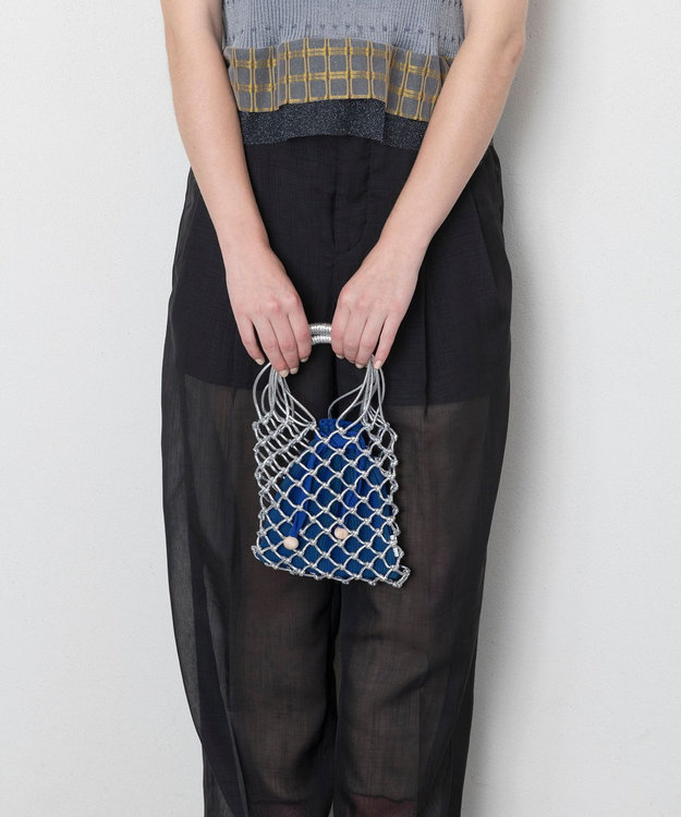 TRICOTE マクラメミニショルダーバッグ【巾着ポーチ付き】 32BLUE