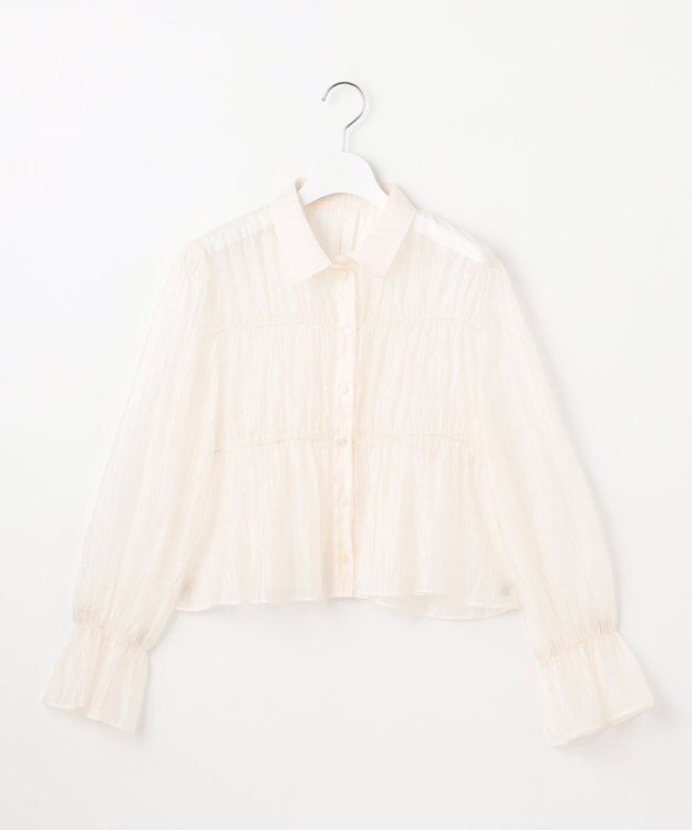 Feroux 【洗える】シャーリング シアーシャツ アイボリー系