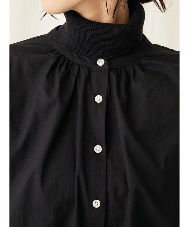 CRAFT STANDARD BOUTIQUE スカラレース袖ブラウス Black