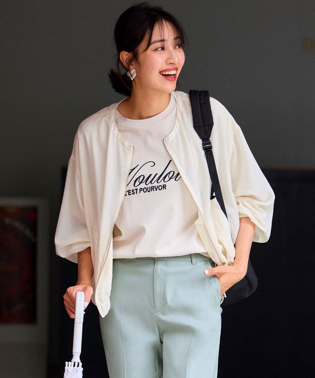 UNFILO BEAUTY FORM-Tコットン ロゴ半袖T グレージュ