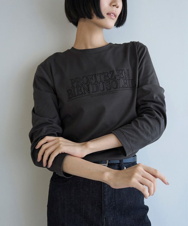 UNFILO ロゴ刺繍 Tシャツ チャコール