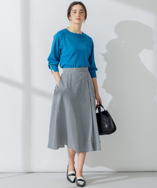 組曲 S 【パールボタン付】ブーケカラーリラクシー ニット ブルー系