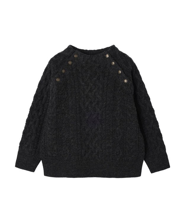 CRAFT STANDARD BOUTIQUE ラグランケーブルニットプルオーバー　 Dark Gray Mixture