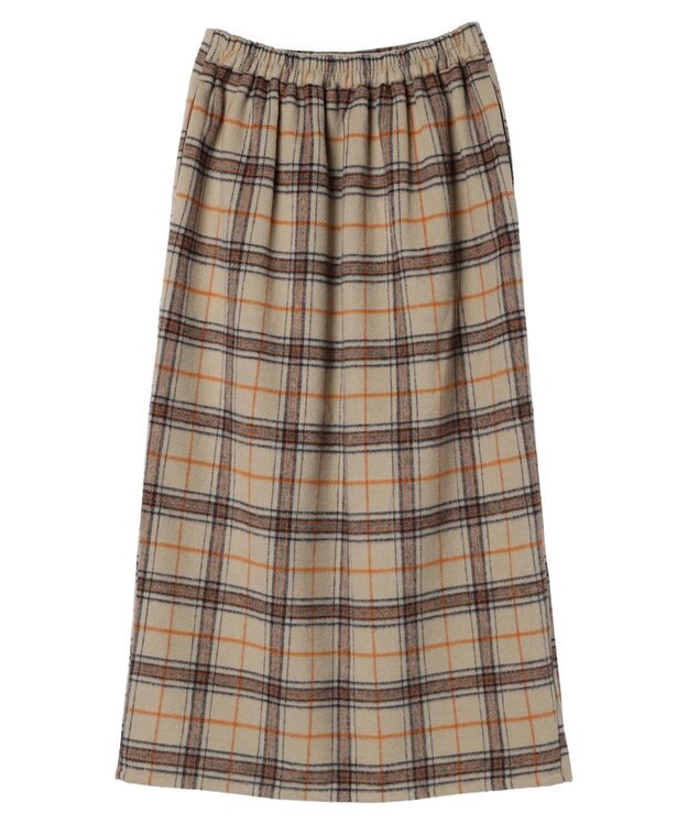 Green Parks シャギーチェックスカート Beige