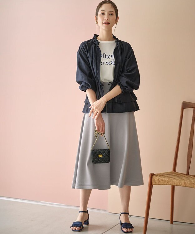 組曲 S 【洗える・シワになりにくい】シアーブルゾン ネイビー系