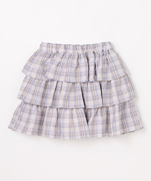 ANY KIDS 【洗濯機可能】ティアード チェックスカパン ブラウン