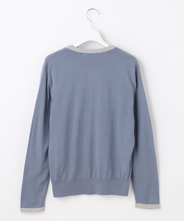 J.PRESS LADIES 【洗える】トリムツイン ニット サックスブルー系