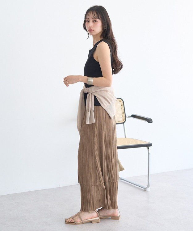 earth music&ecology プリーツレイヤードライクスカート Brown