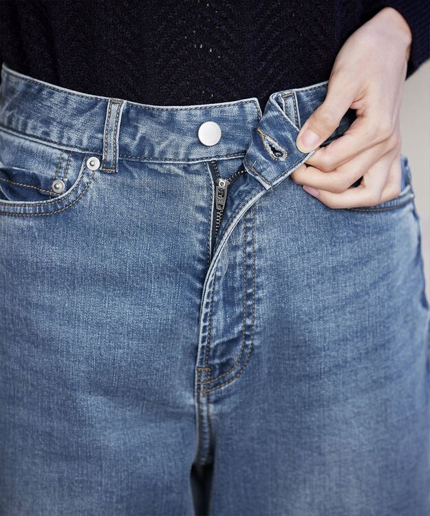 Tiaclasse 【安田美沙子さん/小倉優子さん着用】【洗える】ストレッチワイドデニム ブルー