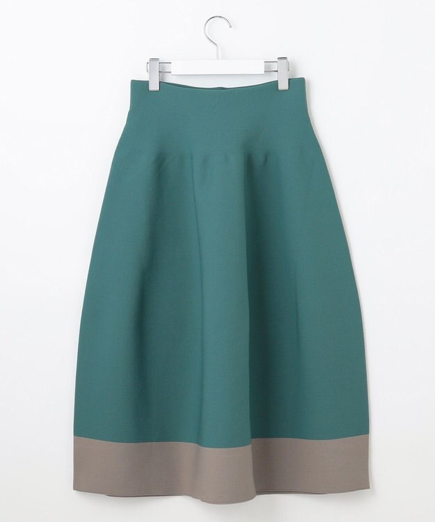 自由区 【洗える】ポリエステルホールガーメント スカート ボトルグリーン×モカ