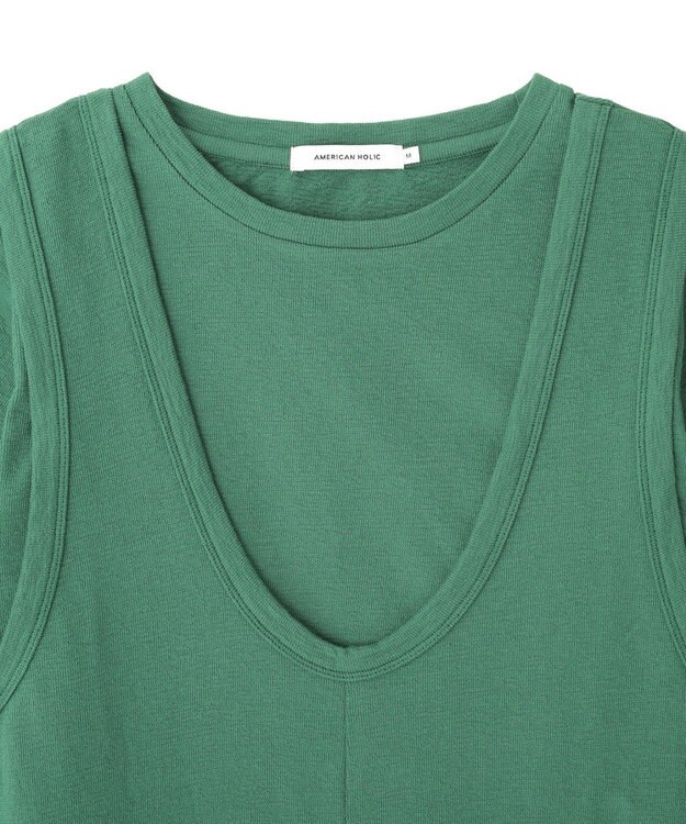 AMERICAN HOLIC 【2点セット】Tシャツ＋Uネックワンピース Green