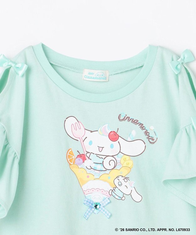 ANY KIDS 【サンリオキャラクターズ×ANY KIDS】ひんやり ファンシーフリル袖Tシャツ シナモロール×ミント