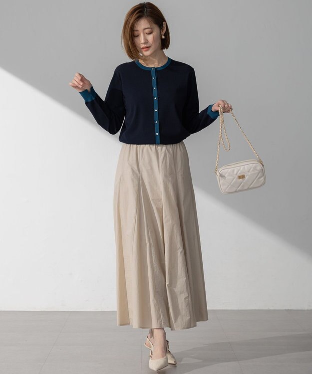 23区 S 【洗える】レーヨンポリエステルストレッチ カーディガン ネイビー×ダークブルー