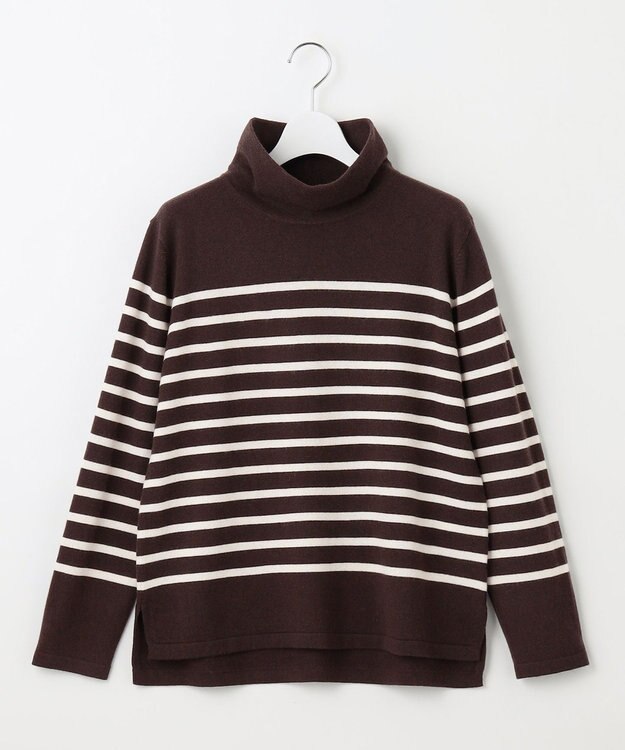 J.PRESS LADIES 【洗える】SEMI WORSTED WOOL バスクボーダー ニット ダークブラウン系1