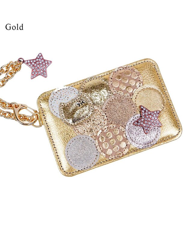 tsumori chisato CARRY 新マルチドット パスケース 定期入れ 【キラキラでかわいい！本革のやわらかな風合い】 ゴールド