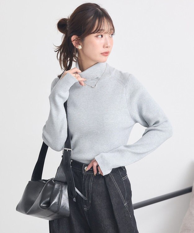 earth music&ecology 【イージーケア】【洗濯機洗い可】レンチング(TM)エコヴェロ(TM)(リブタートル) Gray