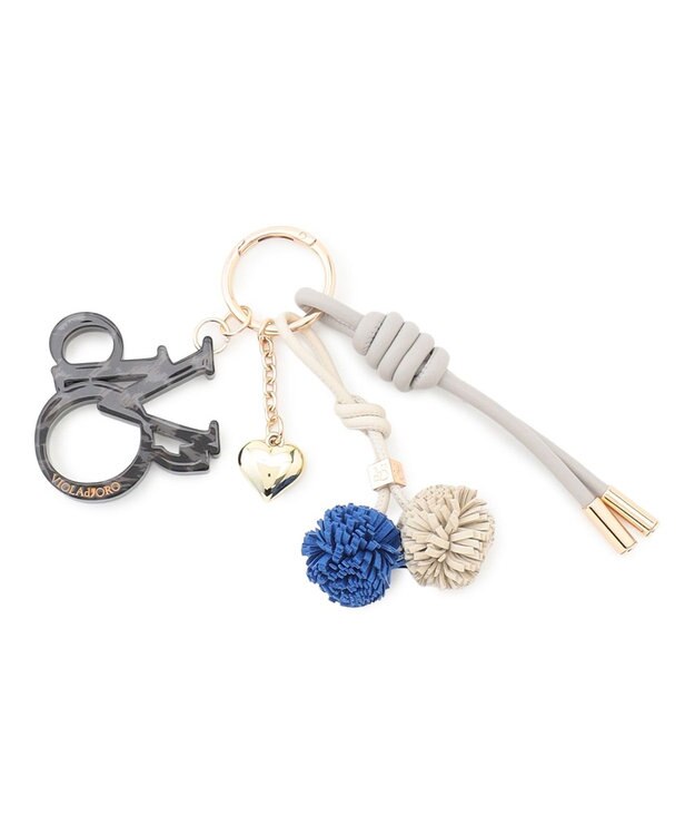 23区 VIOLAd'ORO ロゴアクリル タッセル付き バッグチャーム ブルー系