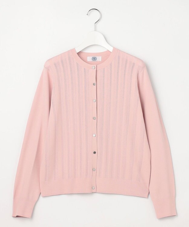 J.PRESS LADIES Rayon Elite Stretch クルーネック カーディガン ピンク系