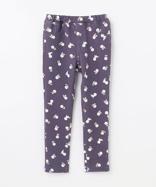 ANY KIDS 裏シャギー総柄ガーリーパンツ モーヴ×イヌ柄